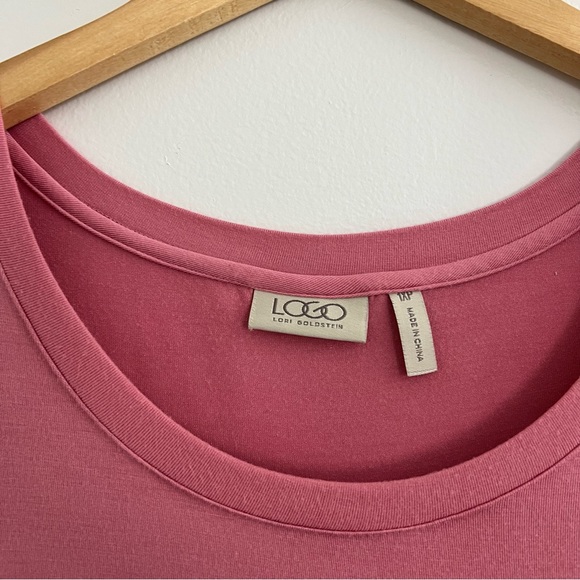 Logo By Lori Goldstein Pink Loose Fit Lace Ruffle Hem Top - Picture 2 of 7